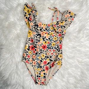 Cat & Jack Yellow Girls' Floral Print One Piece Swimsuit